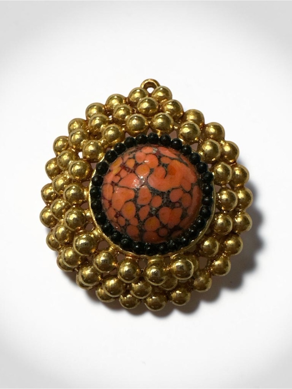 Gold-Tone Orange Cabochon Statement Brooch - Women Jewelry